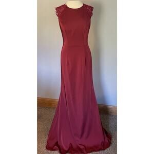 KLEINFELD Formal‎ Dress Sz 6 Gown Bridesmaid Prom Holiday Burgundy Red Party EUC